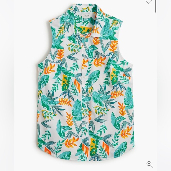 J. Crew Tops - NWT- J. Crew Sleeveless pineapple cotton poplin shirt in signature fit Size S